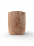 Load image into Gallery viewer, Wood-grain ceramic candle vessel on a white background.