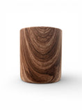 Load image into Gallery viewer, Wood-grain ceramic candle vessel on a white background.